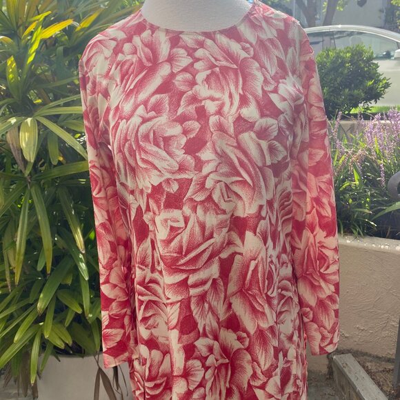 Vintage Cacharel of Paris Ensemble - Tunic & Pleated Skirt Set  - Rose Motif - Picture 1 of 13